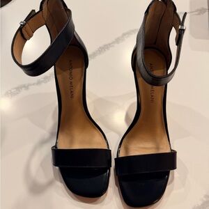 ANTONIO MELANI Black Ankle Strap Heels